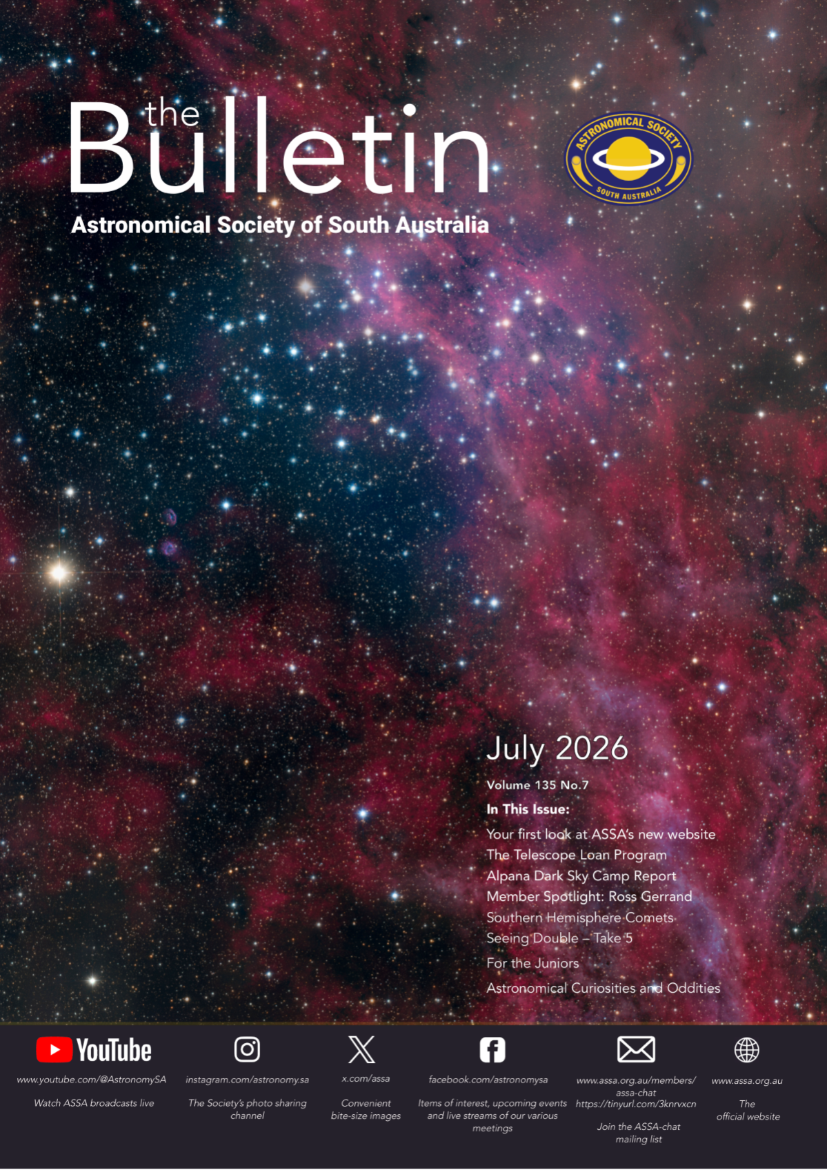 The Bulletin of the ASSA July 2026 astronomical cover