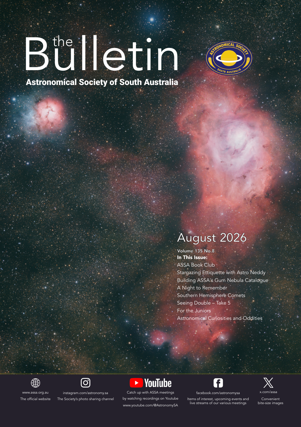 The Bulletin of the ASSA August 2026 astronomical cover